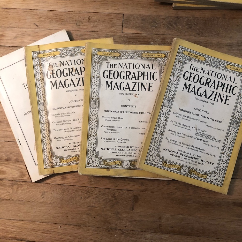 Three 1926 National Geographic Magazines